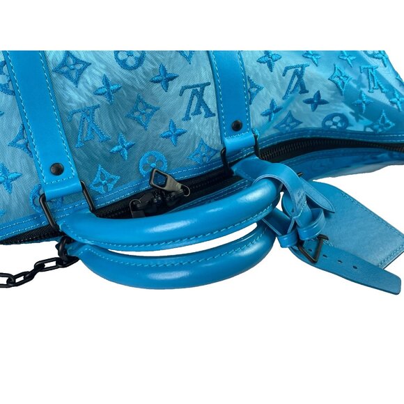 LOUIS VUITTON Keepall Triangle BANDOULIÈRE 50 Turquoise Transparent Bag Duffle - Picture 9 of 16